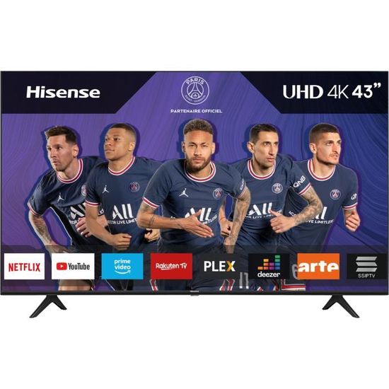 HISENSE 43A7100F - TV UHD 4K 43" (108cm) - Smart TV - Dolby Audio - 3xHDMI, 2xUSB - Noir mat