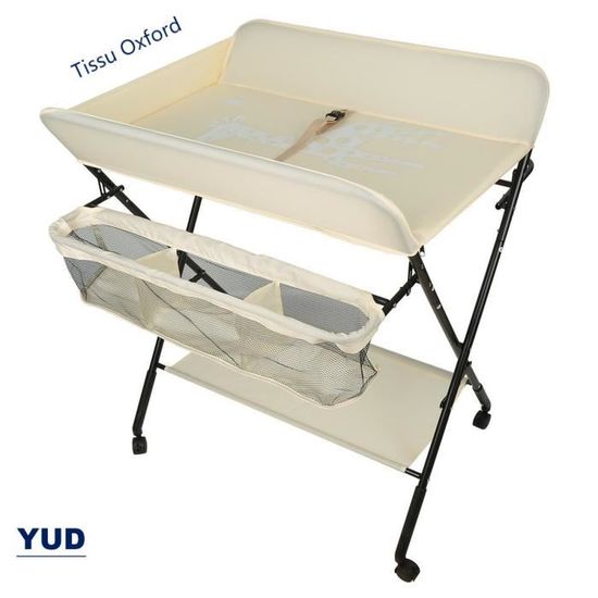 Supfine Table à Langer Pliable et Portable, Table a Langer Pliante Chambre Bébé Réglable en Hauteur, 4 Roues avec Freins, Meuble à Langer pour De la naissance à 12 Mois (Barbie Rose