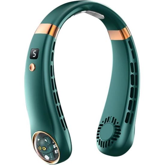 Ventilateur De Cou Portable Rechargeable USB - 5 Vitesses, Moteur Sans Balais, Batterie 4000 MAh, Léger Et Pliable