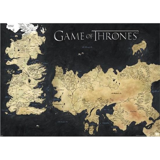 Poster Game Of Thrones les 7 Royaumes Carte de Westeros.