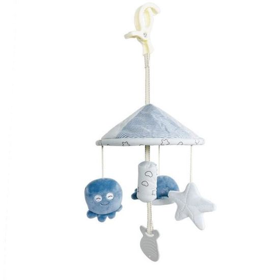 Mobile Musical Bébé Rotatif – 35 Chansons, Télécommande, USB, Boîte à Musique Berceau Blanche
