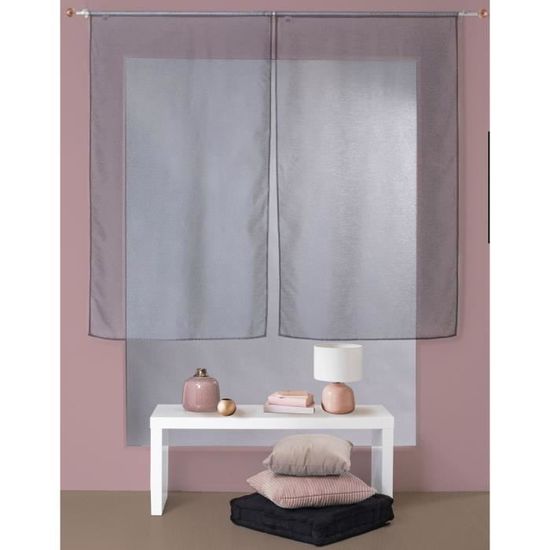 2 voiles base droite 70 x 160 cm SABLUTHEO voile sablé coloris GRIS