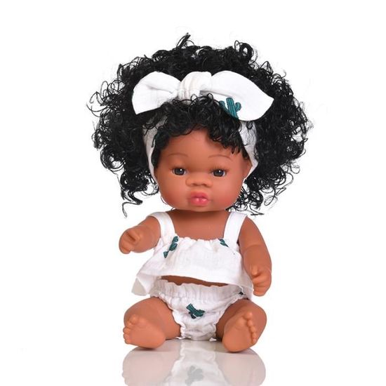 Poupée Bébé Noire En Chiffon Krmoau - 30 Cm - Vêtements Amovibles - Jouet éducatif Et Doudou Pour Fille