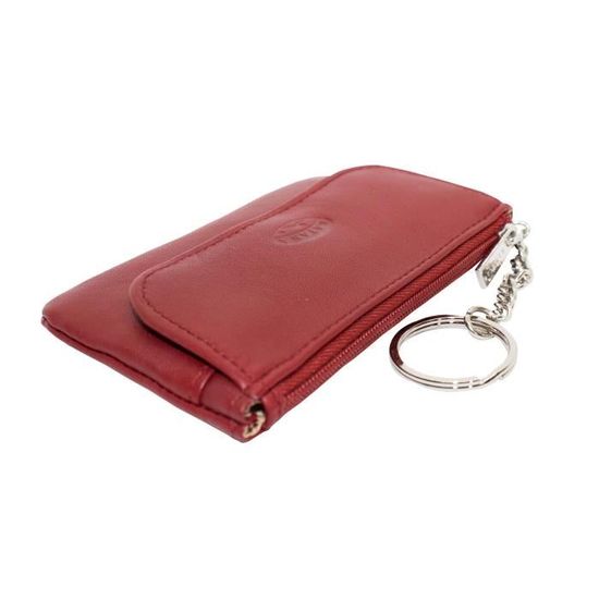 Porte Monnaie Katana Cuir Lisse Rouge Foncé - Modèle Réf 553035 Compact Et Élégant