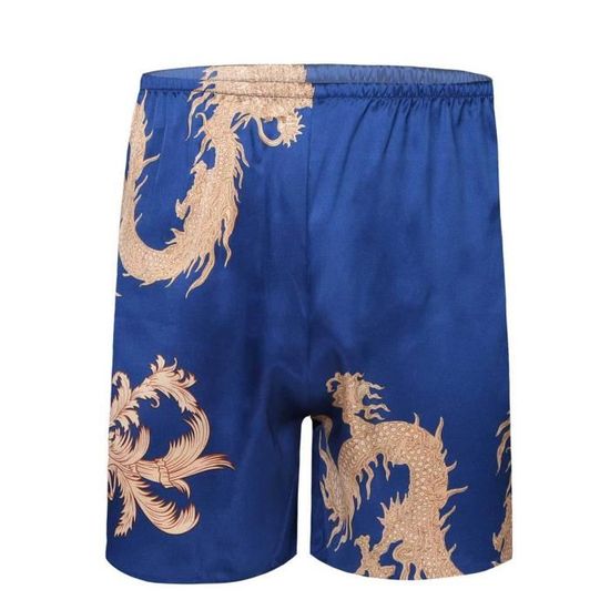 Short Pyjama Homme Coton Modal – Boxer Confortable, Ceinture Élastique, Poches – Bleu XXXXXL