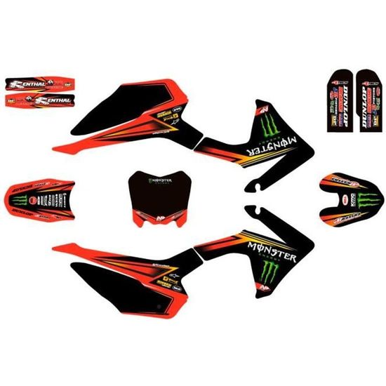Kit déco N'STYLE / MONSTER - Type CRF110 - Rouge - Dirt Bike