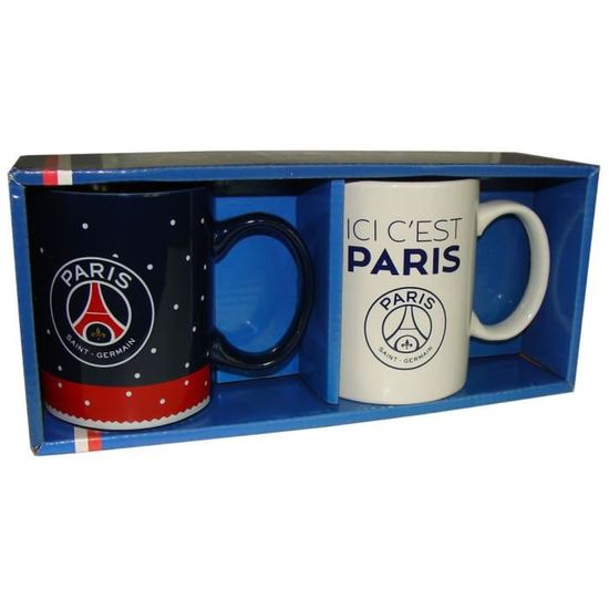 PSG - Coffret 2 x Mugs Paris Saint-Germain 'Noël' Officiels - Bleu -  Cdiscount Maison