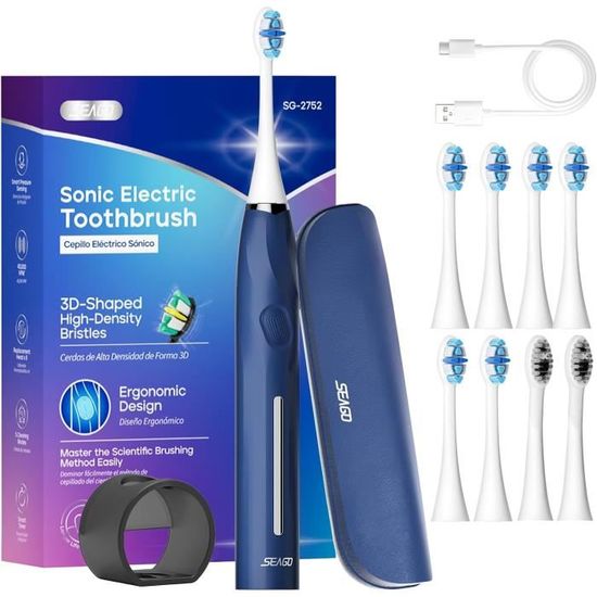 Brosse à Dents électrique Rechargeable - 5 Modes + Capteur De Pression - Adulte Et Enfant - Neuf