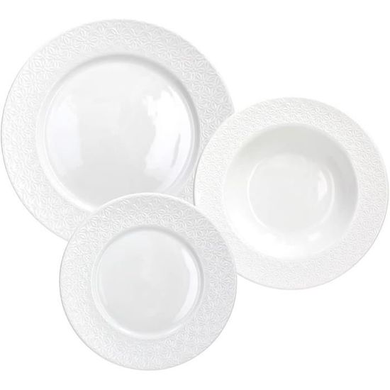 Service Vaisselle Tognana Agatha 18 Pièces Pour 6 Personnes - Porcelaine Rouge, Assiettes Plates, Creuses Et à Dessert