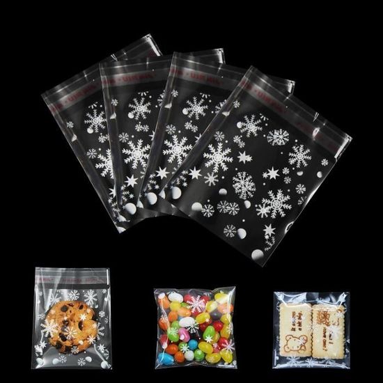 Lyaor 300 Pcs 8x8cm Sachet Plastique Transparent Avec Motif Flocon De