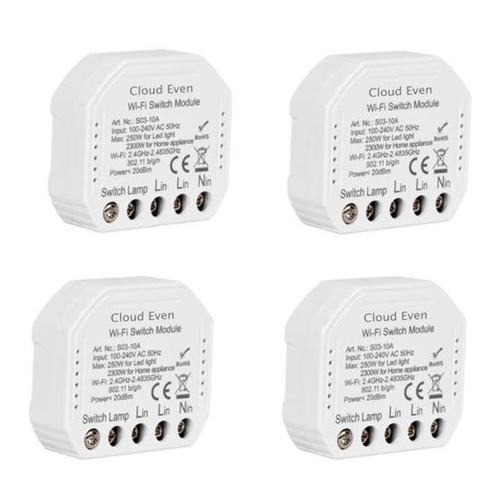 Mini Commutateur 3pc - Interrupteur Intelligent WiFi, 2 Voies, Module Relais 16a, Pour Maison