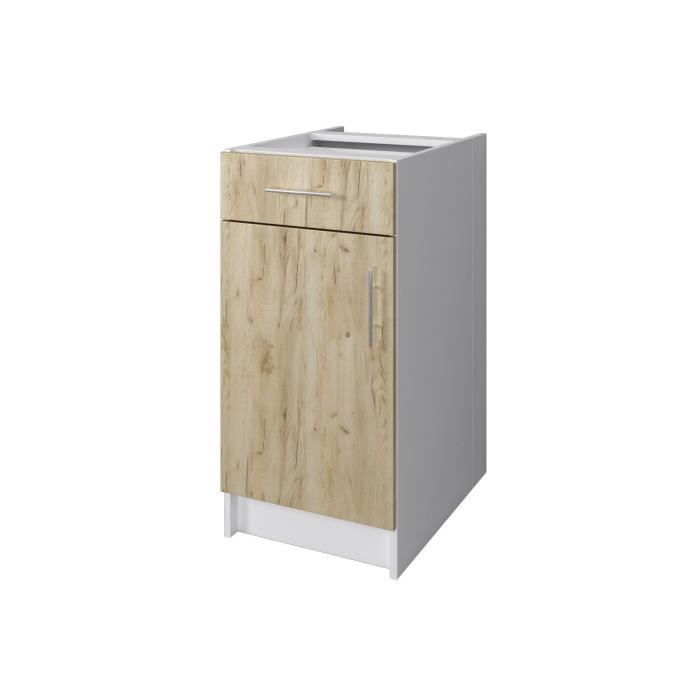 OBI Meuble bas de cuisine L 40 cm - Décor chêne doré et blanc