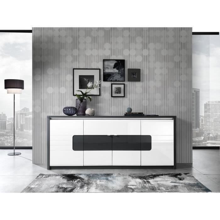 Enfilade 4 portes 1 tiroir - Blanc - L 220 x P 46 x H 90cm - BELLINI