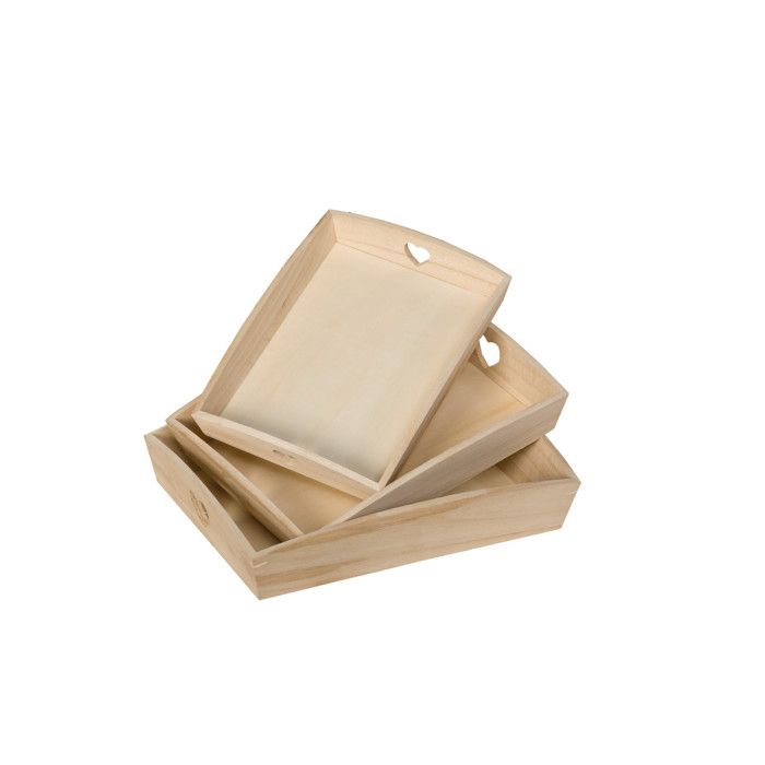 ARTEMIO Set 3 Plateau* en Bois Cœur à Décorer