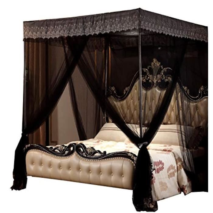 Ciel De Lit Bebe FN2PF Rideau de lit à baldaquin à 4 coins pour adultes - 4 ouvertures de lit - Accessoires de décoration de chambre