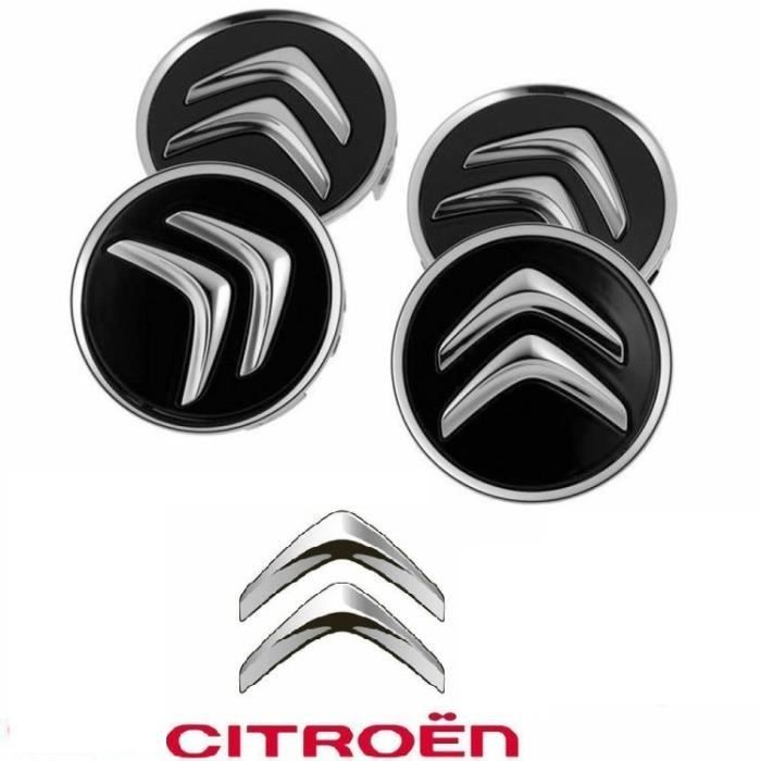 4 pièces noir 60MM Centre de roue avec emblème, couvercle de jante avec emblème, pour citroën C1 C2 C3 C4 C5 C6 C8 C4L DS3 DS5