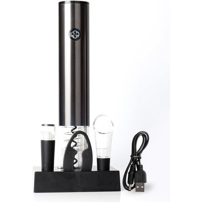 4pcs ensemble Multifonctionnel en alliage d'aluminium ouvre-bouteille électrique vin vin tournevis Base charge automatique décapsule