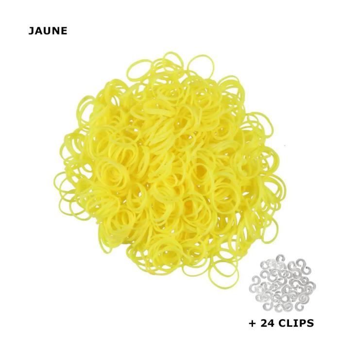 600 élastiques Loom bands + 24 clips Bracelet Arc en Ciel Rainbow Couleur Jaune