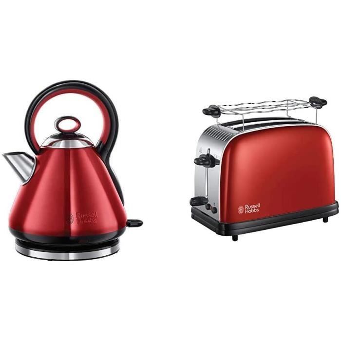 Russell Hobbs Legacy Bouilloire, Réf 21885-70, 1, 7L Capacité, 2400W - Rouge & Russell Hobbs Toaster, Grille Pain Extra Large, Cuiss