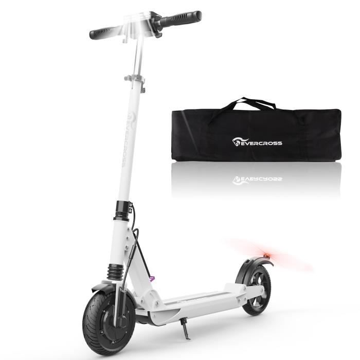 Trottinette Électrique Pliable EVERCROSS E1, Batterie 7.5Ah Moteur 350W Écran LCD 8 Pouces Noir Avec Sac, Blanc