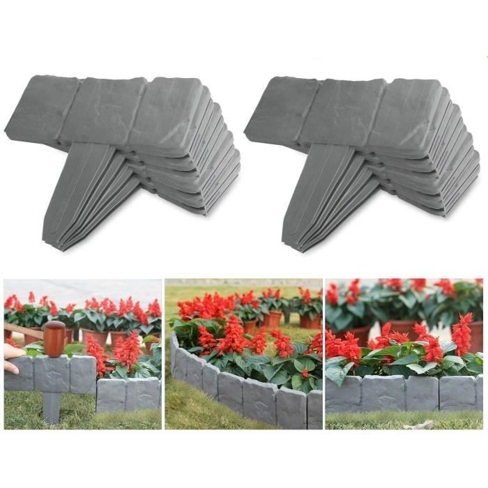 Pelouse harupink Bordure de Jardin Ronde Noir 3 m,kit de Bordure de Jardin Plastique,pour Les Bordures chemins avec 5 Clous de Fixation