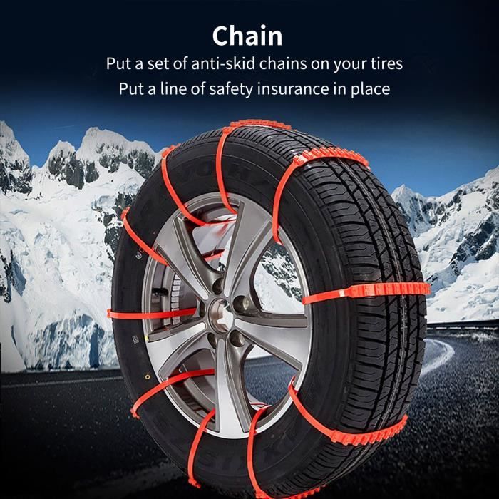 Chaînes neige,chaînes antidérapantes universelles pour pneus de voiture, en Nylon, pour roues de 12 à 24 pouces, 10 pièces