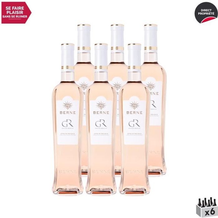 Côtes de Provence Grande Récolte Rosé 2020 - Lot de 6x75cl - Berne - Vin AOC Rosé de Provence - Cépages Grenache, Syrah, Cinsault