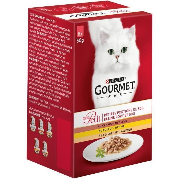 GOURMET Mon petit au poulet, au canard, à la dinde - Sachets fraîcheur - Pour chat adulte - 18 x 50 g