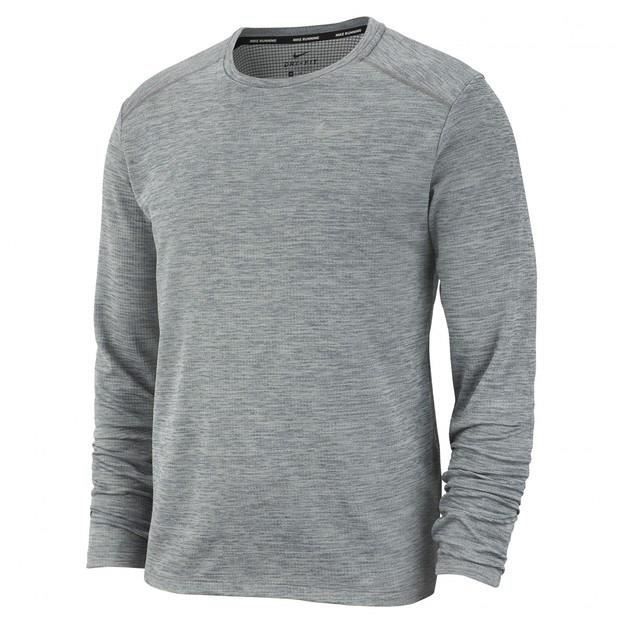 NIKE T-Shirt de running manches longues M NK PACER TOP HZ HOMME Gris chiné