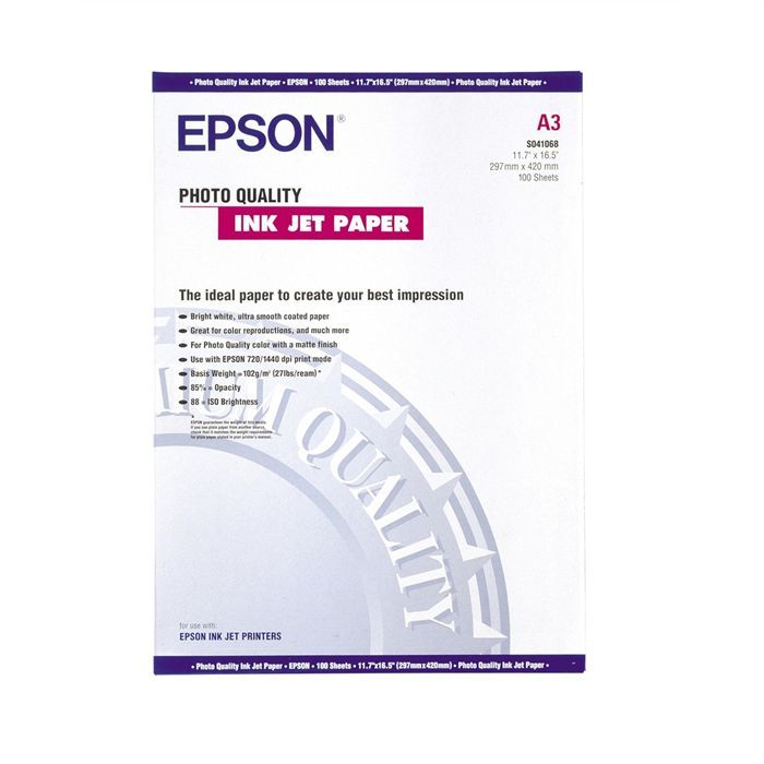 EPSON Pack de 1 Papier Photo S041068 - A3 - 100 feuilles - 104g/m2