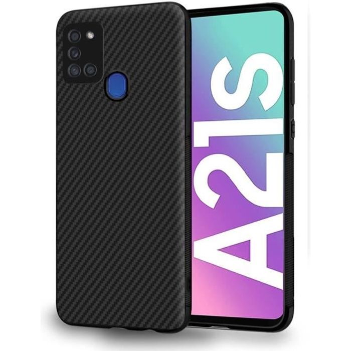 ebestStar ® pour Samsung Galaxy A21S - Coque Gel Motif Fibre Carbone Luxe Flex TPU Premium , Noir