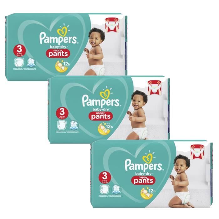 162 x couches bébé Pampers - Taille 3 baby dry pants