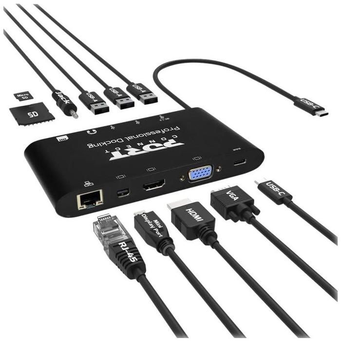 PORTDESIGNS Station d'accueil type C - 1x 4K - HDMI / Mini Display Port / VGA - Compatible PC et Mac - Câble 25cm