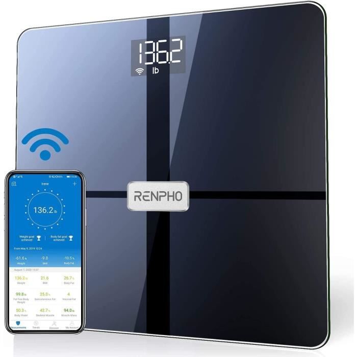 RENPHO Pèse Personne Impédancemètre, Balance Connectée Bluetooth Électronique Digital Balance, Impedancemetre avec 13 Données