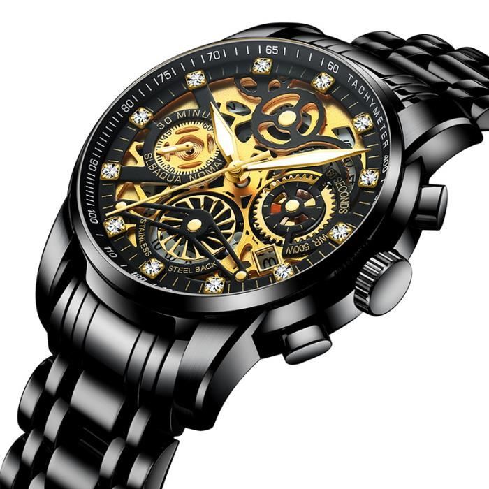 Montre Homme de Marque de Luxe Lumineux Chronomètre Quartz étanche Dateur Bracelet 2021 Super Qualité Noire