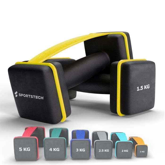 Sportstech Haltères avec sangle | Paires d'haltères pour femmes, hommes et enfants | Set de gym pour partout | AH100