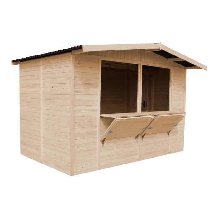 Kiosque en bois / gazebo 6 m² TIMBELA - H232 x 336 x 263 cm - Pin / épicéa - Construction de Panneaux - M150