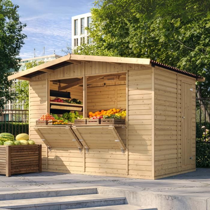 Kiosque en bois / gazebo 6 m² TIMBELA - H232 x 336 x 263 cm - Pin / épicéa - Construction de Panneaux - M150