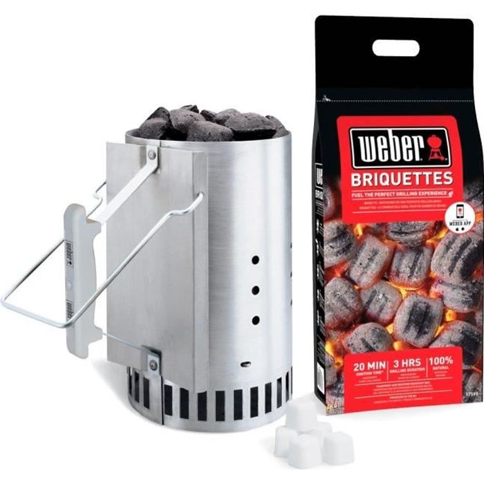 WEBER Kit cheminée d'allumage Rapidfire et 2kgs de Briquettes