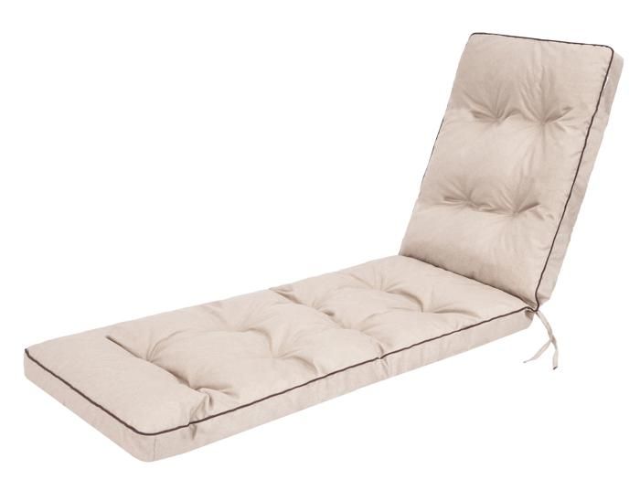 Coussin de Chaise Longue Hugo Confort Luxe Adapté à Toutes Chaises de Jardin et Plage - Dimensions 201x55 cm - Beige Neutre