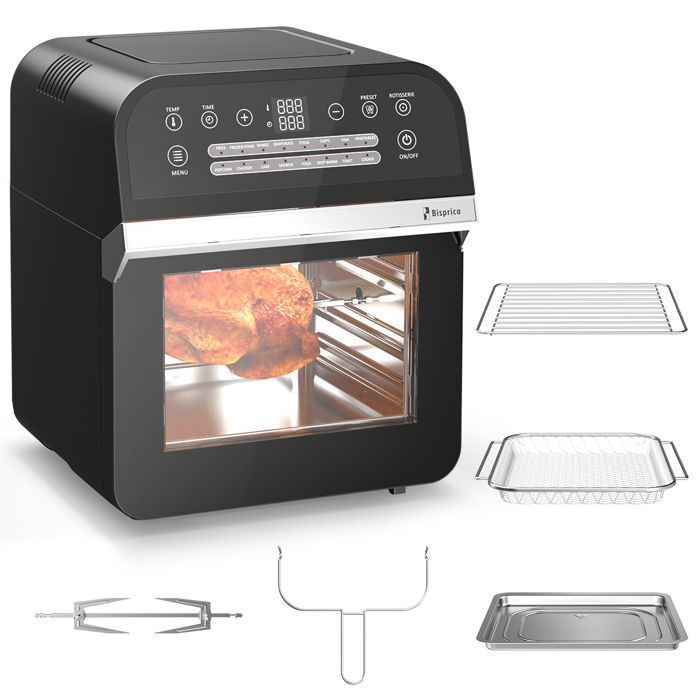 Four-Friteuse à Air mini four à air- HOMPANY - Mini Four Électrique 12L - 1600W - 16 Fonctions - Noir air frier - Hom