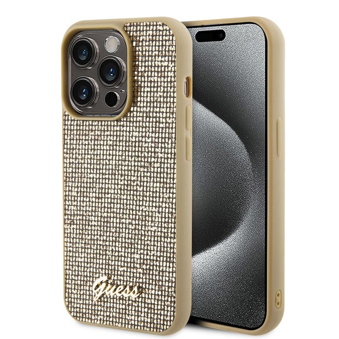 Guess Disco Metal Script Coque pour iPhone 15 Pro Max
