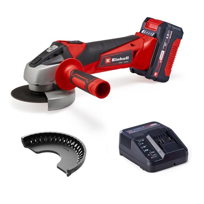 Einhell Meuleuse d’angle sans fil TC AG 18115 Li 1 x 4 0 Ah 18 V disque Ø 115 mm profondeur de coupe 28 mm démarrage progressif poignée auxiliaire avec 1 batterie 4 0 Ah et 1 chargeur - vue 1