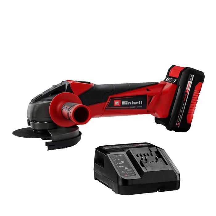 Einhell Meuleuse d’angle sans fil TC AG 18115 Li 1 x 4 0 Ah 18 V disque Ø 115 mm profondeur de coupe 28 mm démarrage progressif poignée auxiliaire avec 1 batterie 4 0 Ah et 1 chargeur - vue 10