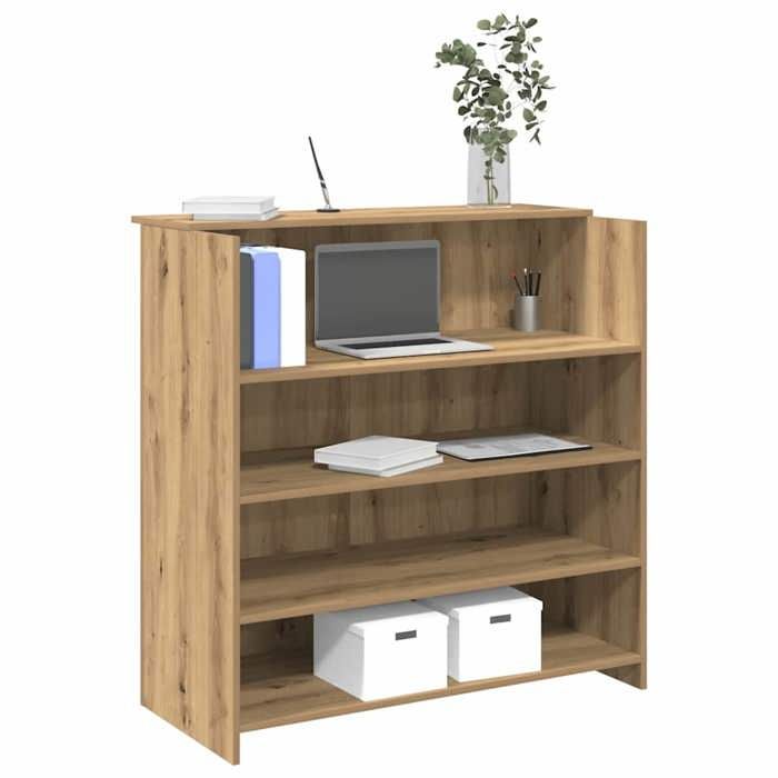 vidaXL Bureau réception chêne artisanal 100x50x1035cm bois ingénierie comptoir de réception réception de salon comptoir 3324168