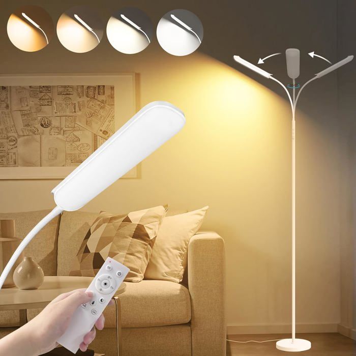 DANGGEOI Lampadaire bohème en rotin, lampadaire panier pour salon