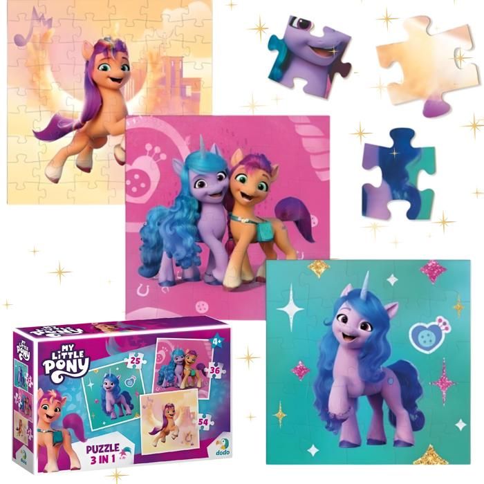 Puzzle - DODO - My Little Pony 3in1 - 3 puzzles - 25 36 et 54 pièces - Pour enfants à partir de 4 ans