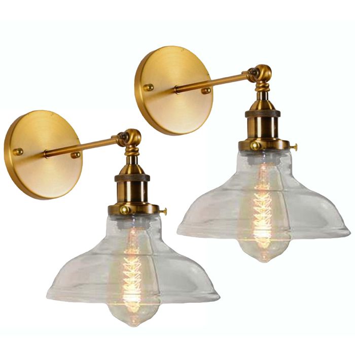 iDEGU 2x Rétro Applique Murale Intérieur en Verre Lampe Murale Industriel Style Nordique E27 Luminaire Murale Vintage Réglable 180°