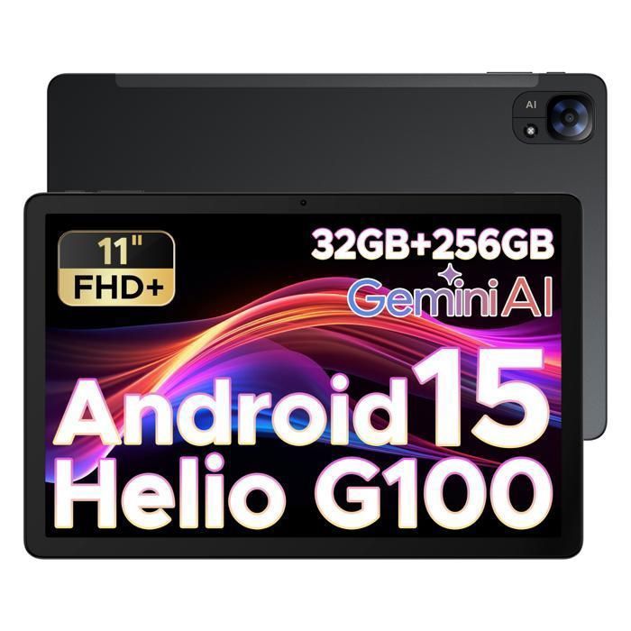 Tablette tactile DOOGEE TAB E3 11 Android 15 256Go ROM 32Go RAM Helio G100 double SIM 4G WIFI batterie 8800mAh 13MP – Noir