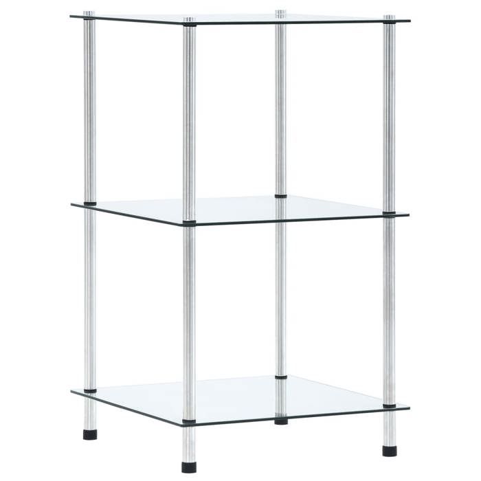 SALE 2025Bibliothèque Moderne - Meuble Étagère 3 niveaux Transparent 40x40x67 cm Verre trempé665 Kg 6832
